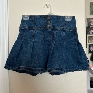 No Boundaries Dark Blue Denim Short Skirt